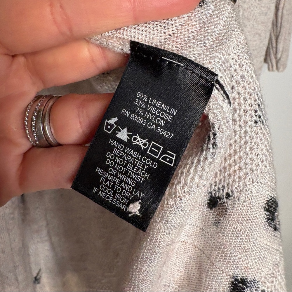 Nic+Zoe Leopard Print Linen Blend Duster Cardigan Size Medium Oatmeal & Black - Picture 8 of 8